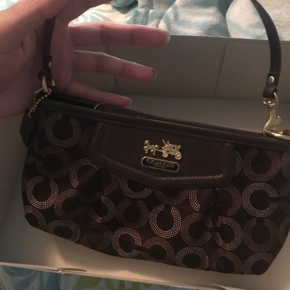 Coach Madison Signature Brown Pouchette Purse - Picture 2 of 4